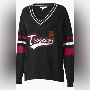 University of Southern California Trojans Women's Medium Black V-Neck Sweater
